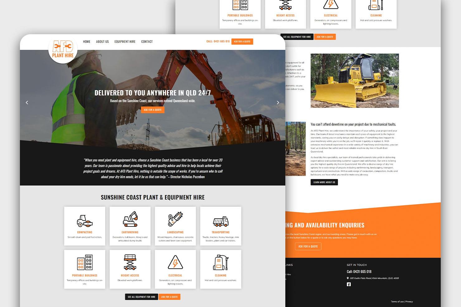 Website design for AFD Plant Hire