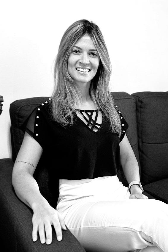 Leticia Correia digital marketing associate in black and white